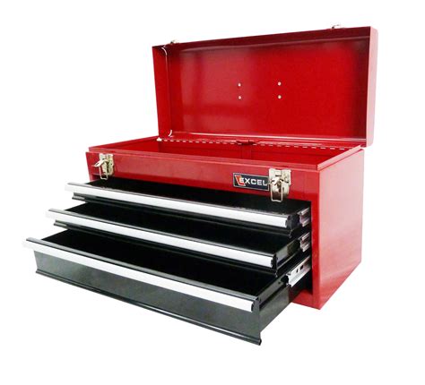 excel tb133a-red 21-inch portable steel tool box|3 drawer toolbox.